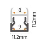 ALUMINIJUMSKI PROFIL ZA LED TRAKE 11x11x2000 NADGRADNI SA DIFUZEROM MA1111-C CRNI MITEA 555056 - Image 2